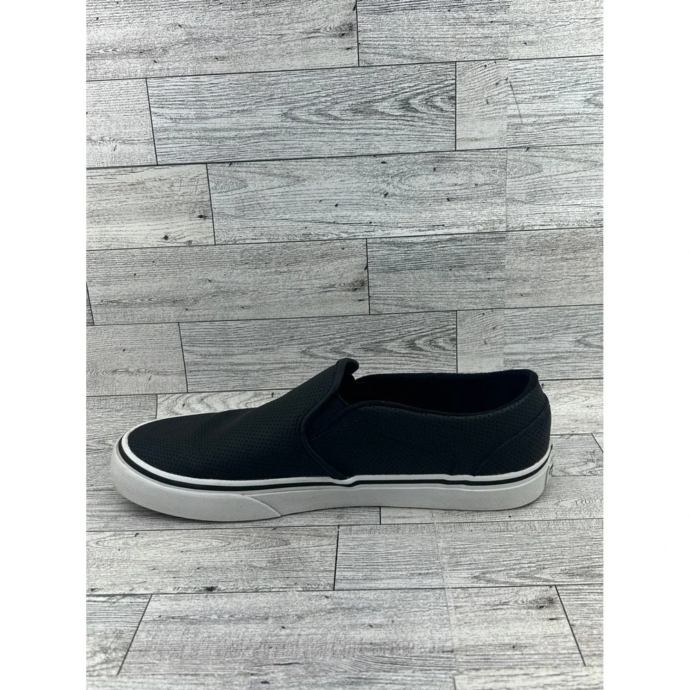 Vans‎ Slip On Perforated Leather Sneakers Black White Women US 8.5